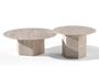 Τραπεζάκι σαλονιού Travertine Look Στρογγυλό COF-0937-0036 Efdeco Image 2